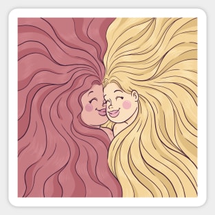 Smiling Long Hair Girls Sticker